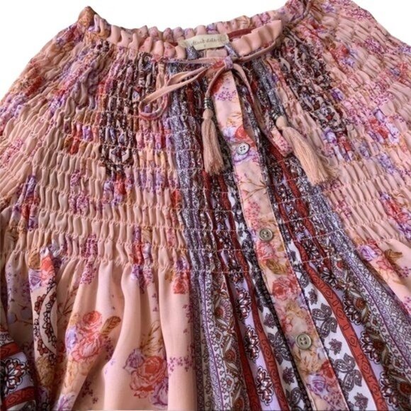 Altar'd State Boho Flowy Romantic Floral Print Pleated Tunic S - Picture 6 of 11
